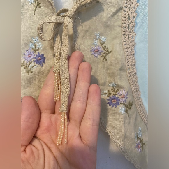 J. Jill Floral Embroidered Beige and Light Blue Women's Sweater - Picture 4 of 10